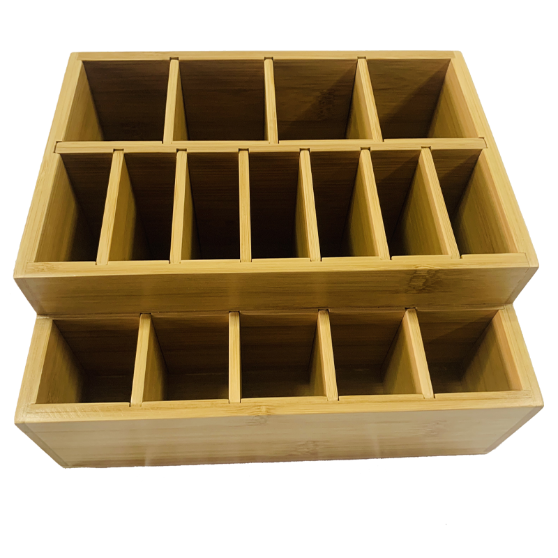 Pull Partition With Adjustable Space Bamboo Makeup Brush Storage Box Cosmetics Storage Box