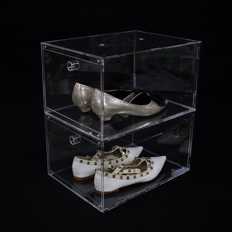 Custom made detachable foldable shoe box clear sneaker shoes display case storage box transparent for shoes