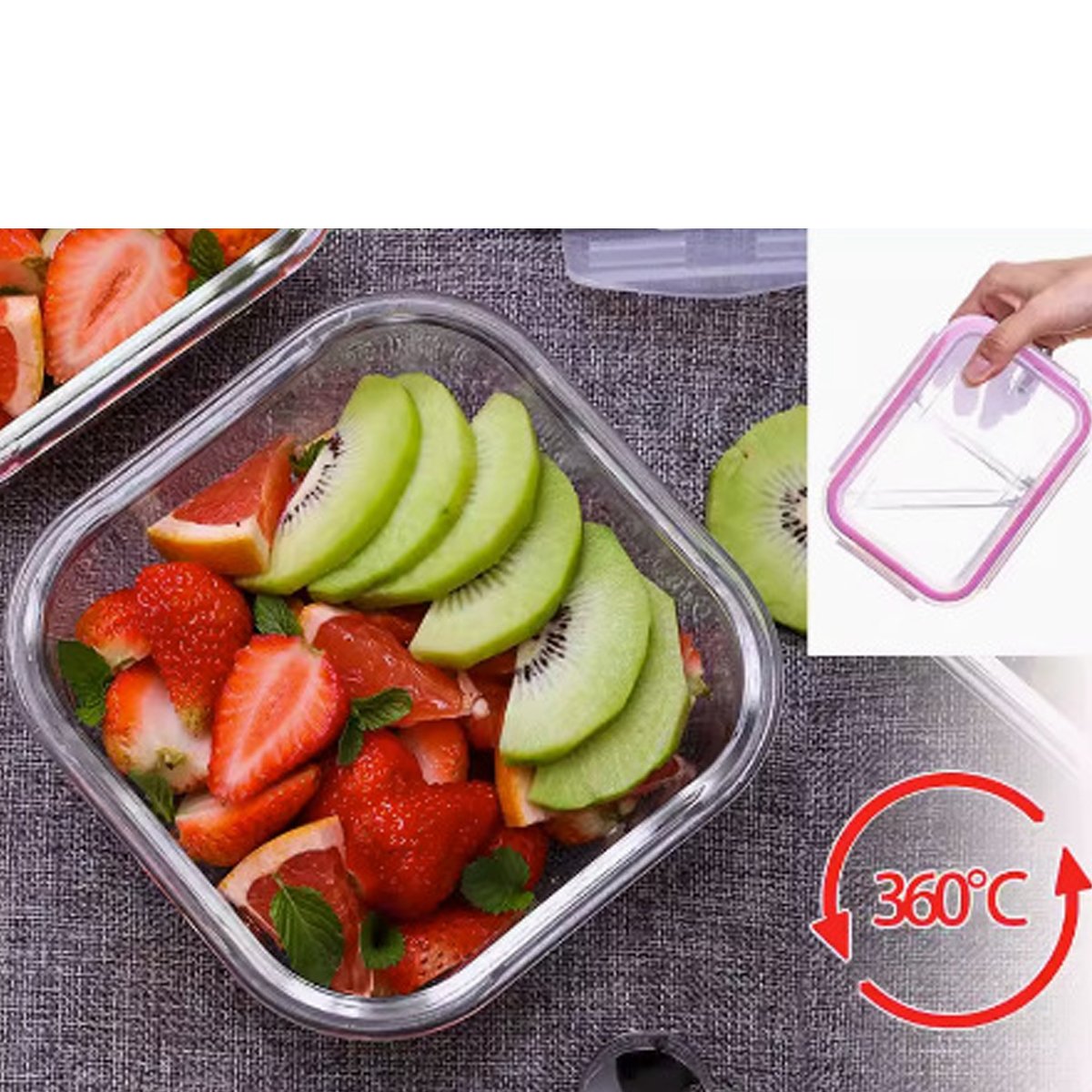 ODM / OEM Home Storage Glass Food Storage Containers with Lids Portable Lunch Box For School Picnics