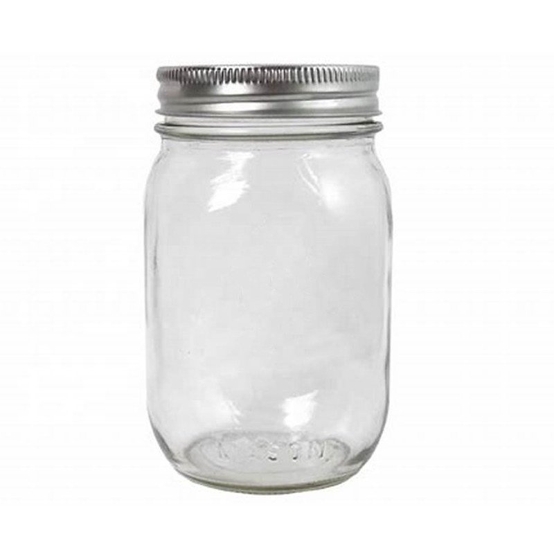200ml 300ml glass food storage jar cheap glass jar food with black metal lug lids