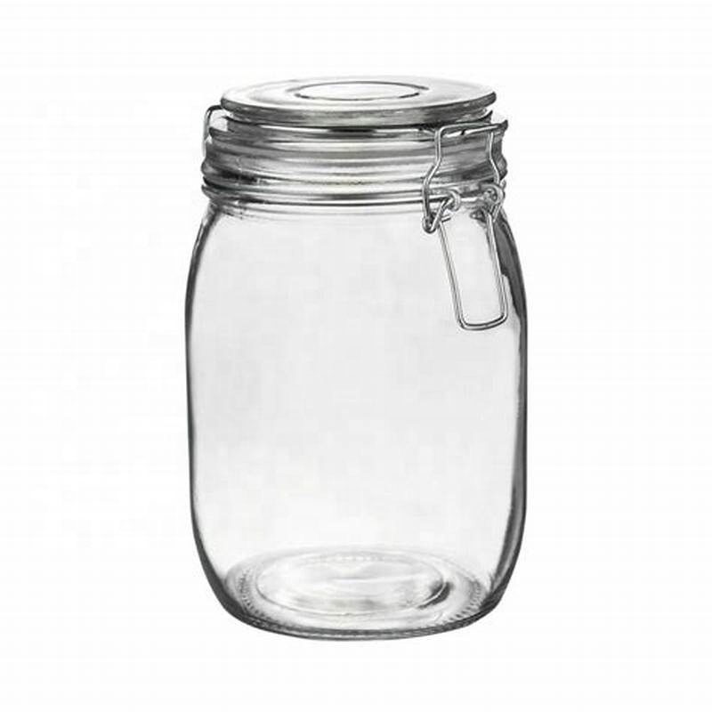 200ml 300ml glass food storage jar cheap glass jar food with black metal lug lids