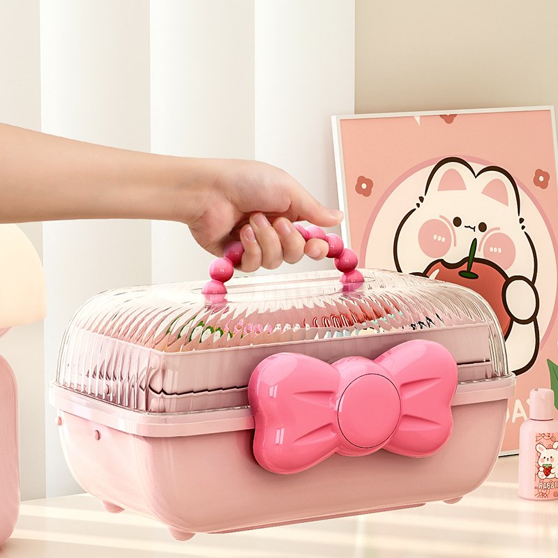 Factory's new pink children's storage box stationery toy sorting box three-layer desktop storage small storage & organiser