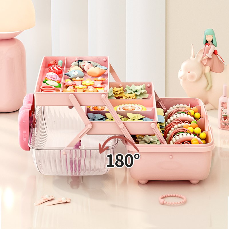 Factory's new pink children's storage box stationery toy sorting box three-layer desktop storage small storage & organiser