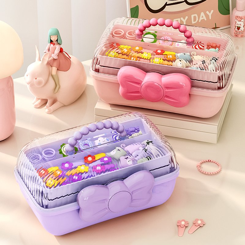 Factory's new pink children's storage box stationery toy sorting box three-layer desktop storage small storage & organiser