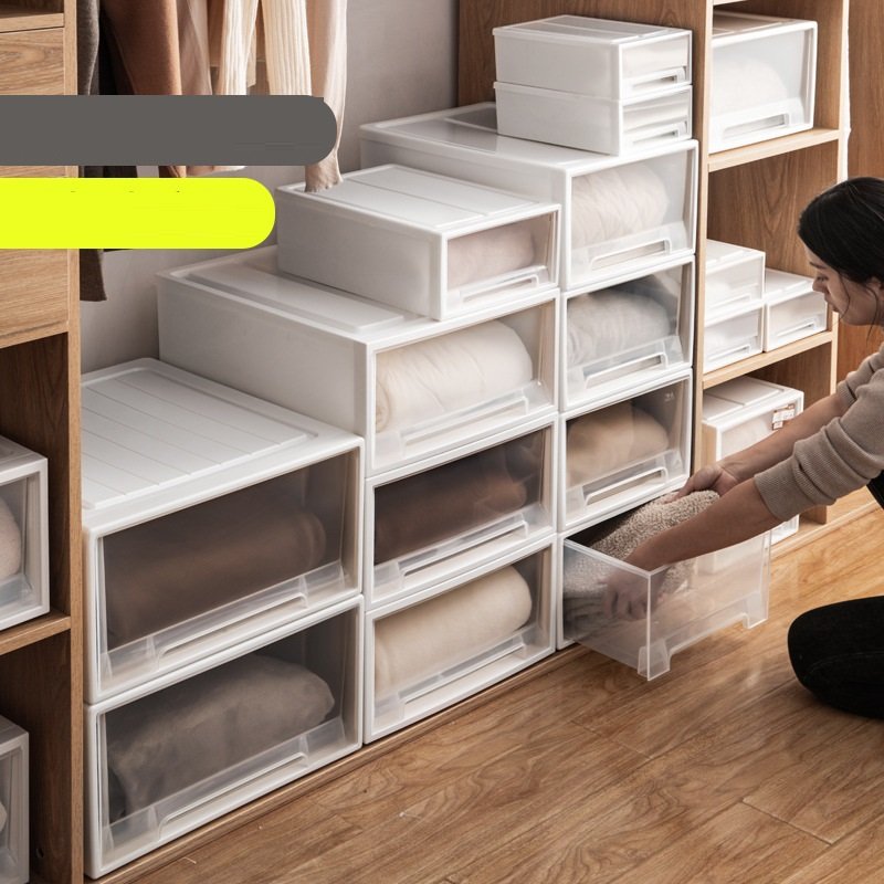 Custom Plastic Stackable Cabinet Underwear Clothing Drawer Organizer Clear Sundries Clothes Storage Box with Sliding Drawer