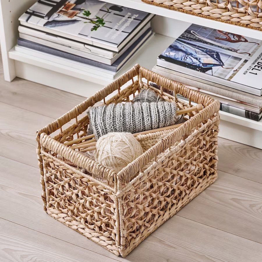 Viet Starlight Water Hyacinth Wicker Rattan Basket Foldable Rectangle Storage Boxes for Home Organization