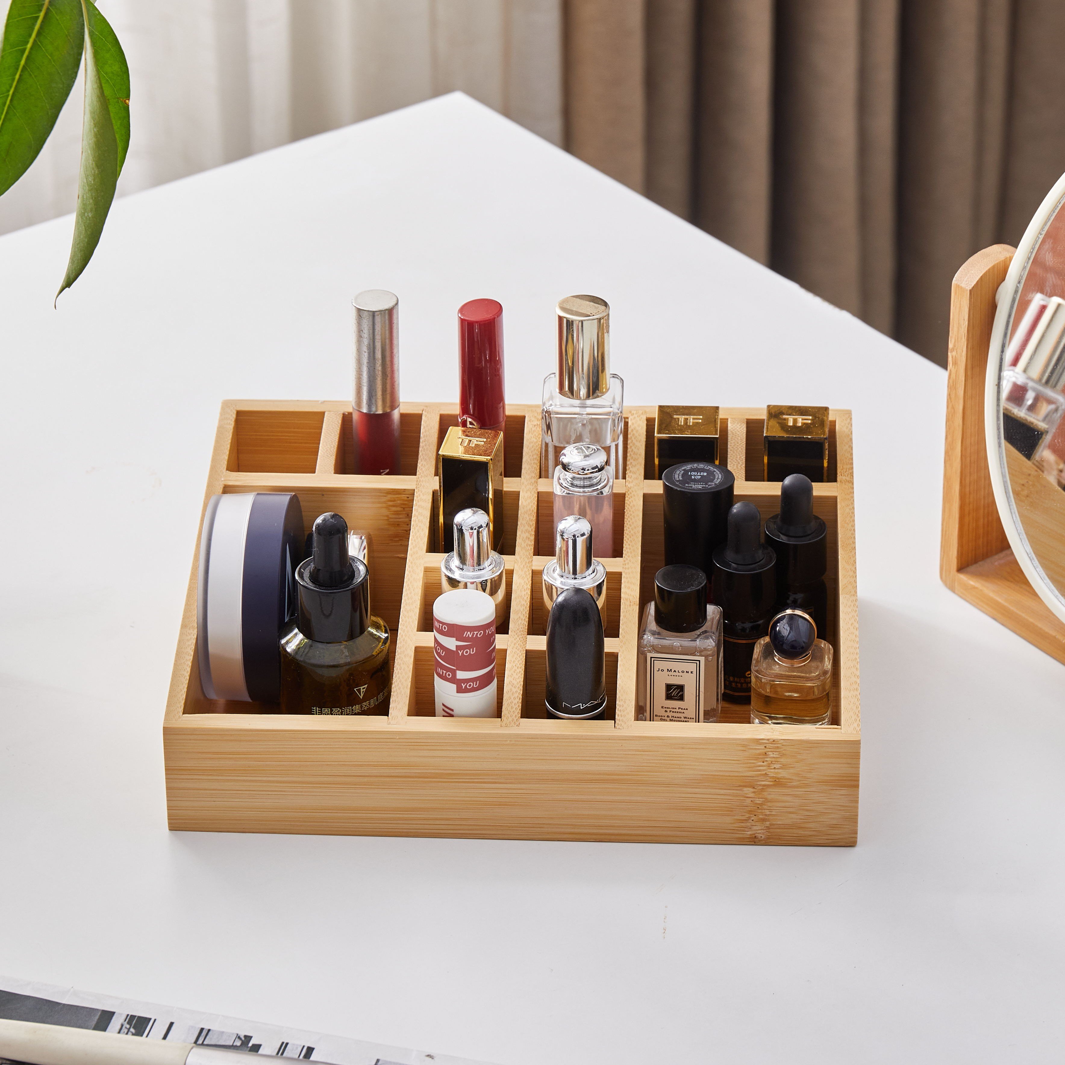 2024 Household desktop skin care lipstick storage dresser Bamboo storage box