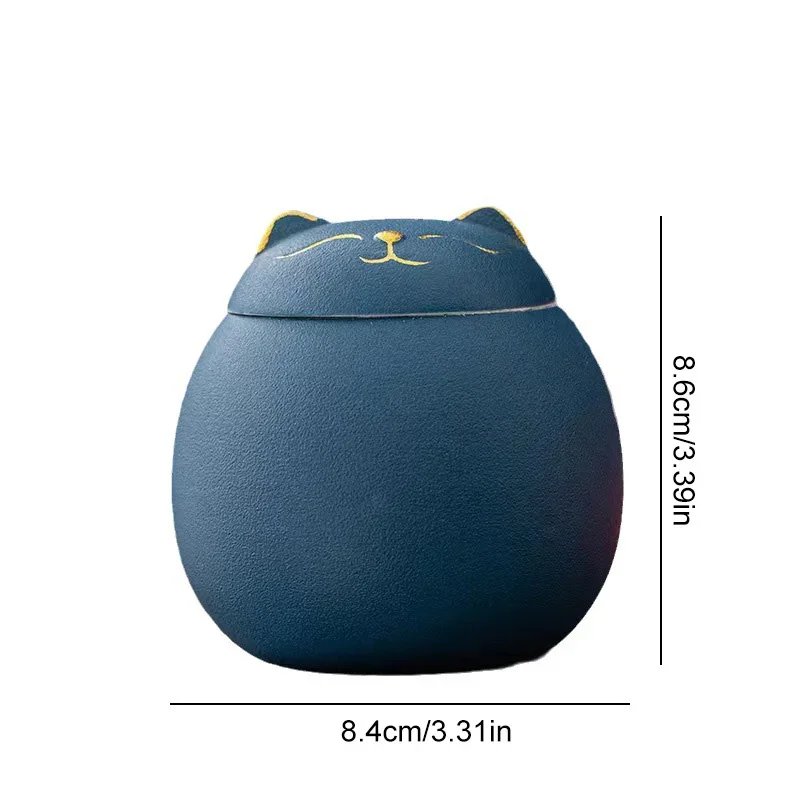 Cute cat ceramic tea jar Household kitchen sealed spice jar Creative practical home decoration candy food storage box