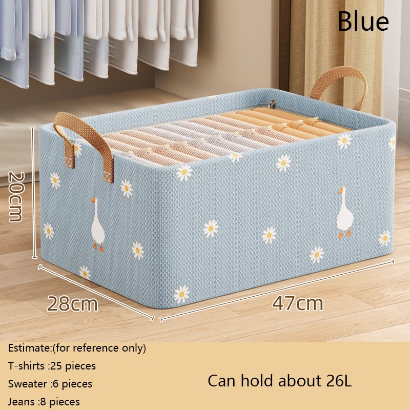 Bedroom Closet Blue Beige Nonwoven Baskets Storage Clothes Organization Wardrobe Drawer Underwear Clothing Foldable Storage Box