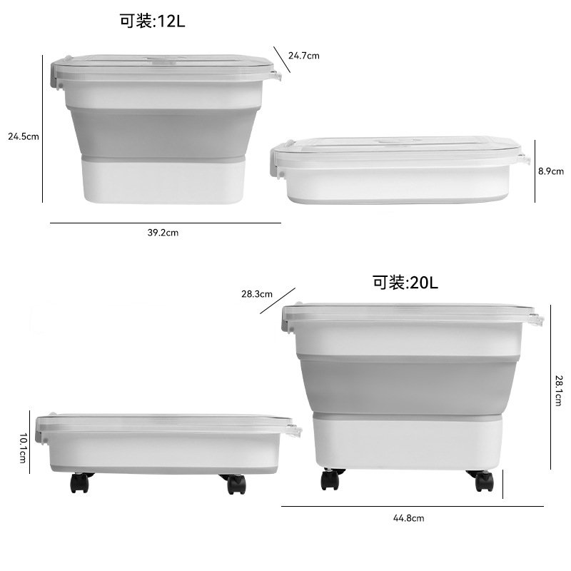 Large Capacity Keep Food Fresh Collapsible Airtight Pet Dog Food Storage Container with Clear Lid