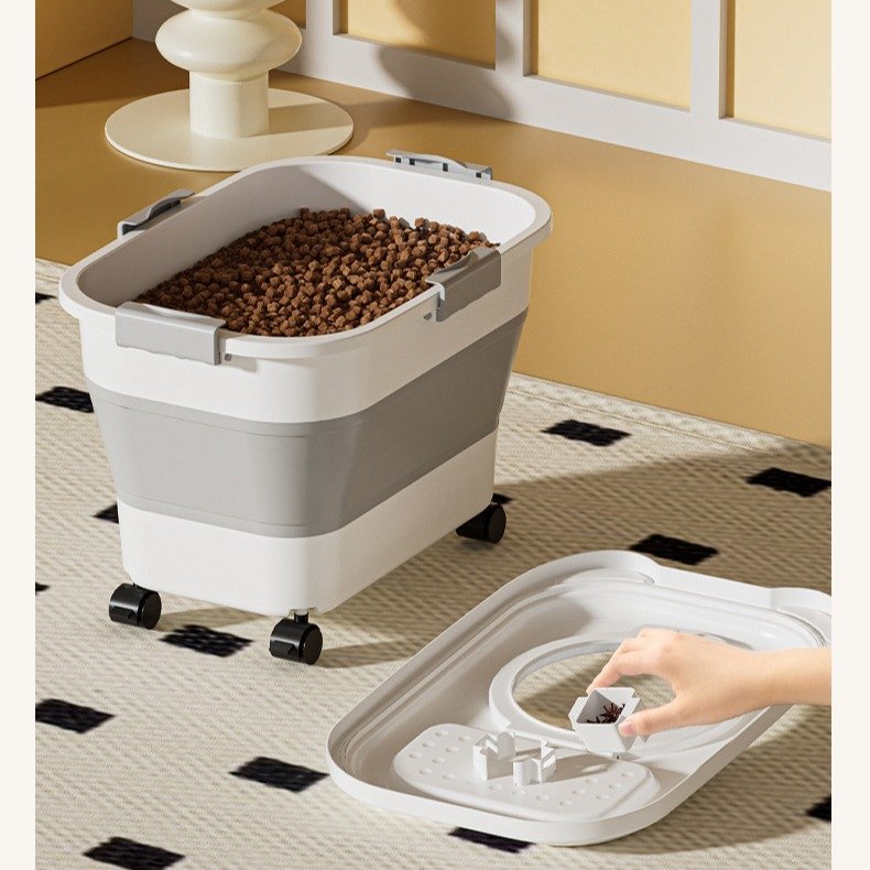 Large Capacity Keep Food Fresh Collapsible Airtight Pet Dog Food Storage Container with Clear Lid