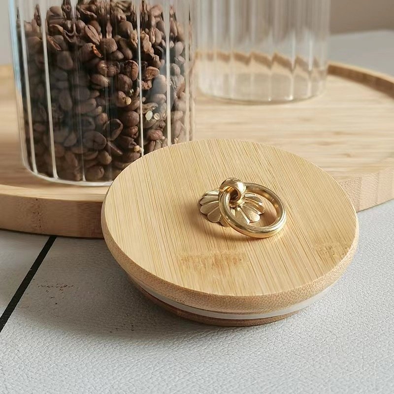 New Design Glass Storage Jar for Kitchen High Borosilicate Glass Food Canister Striped Glass Jar with Bamboo Lid