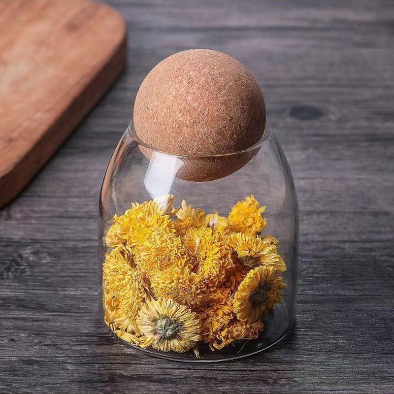 Wholesale Food Storage Glass Jar with Ball Cork Lid Eco-friendly Glass Canister Kitchen Spice Glass Container for Sugar Coffee