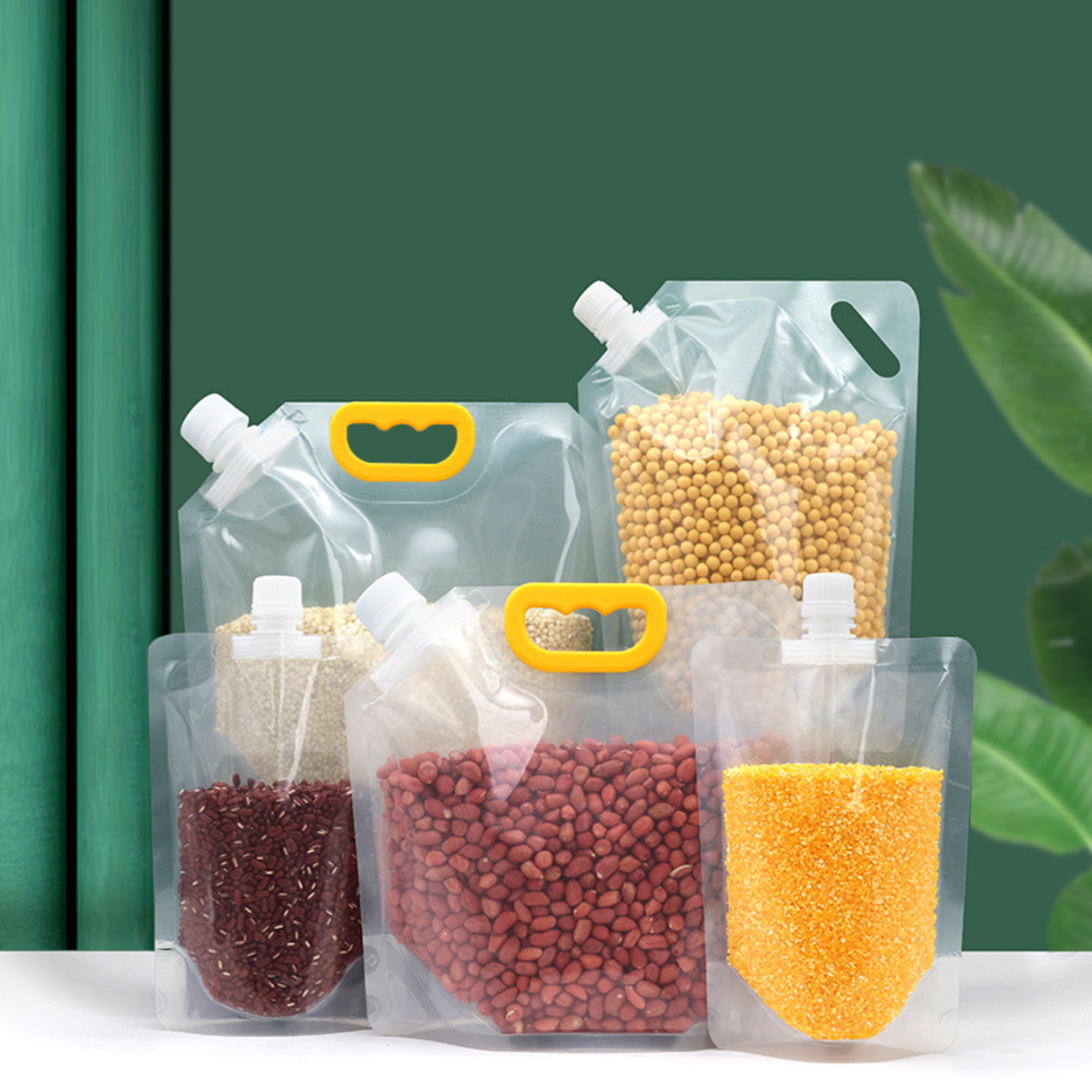 Rice bag portable self-standing sealed bags 10 pounds transparent divided storage cereal suction mouth bag