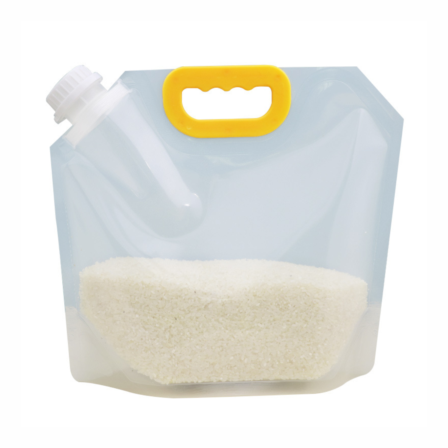 Rice bag portable self-standing sealed bags 10 pounds transparent divided storage cereal suction mouth bag