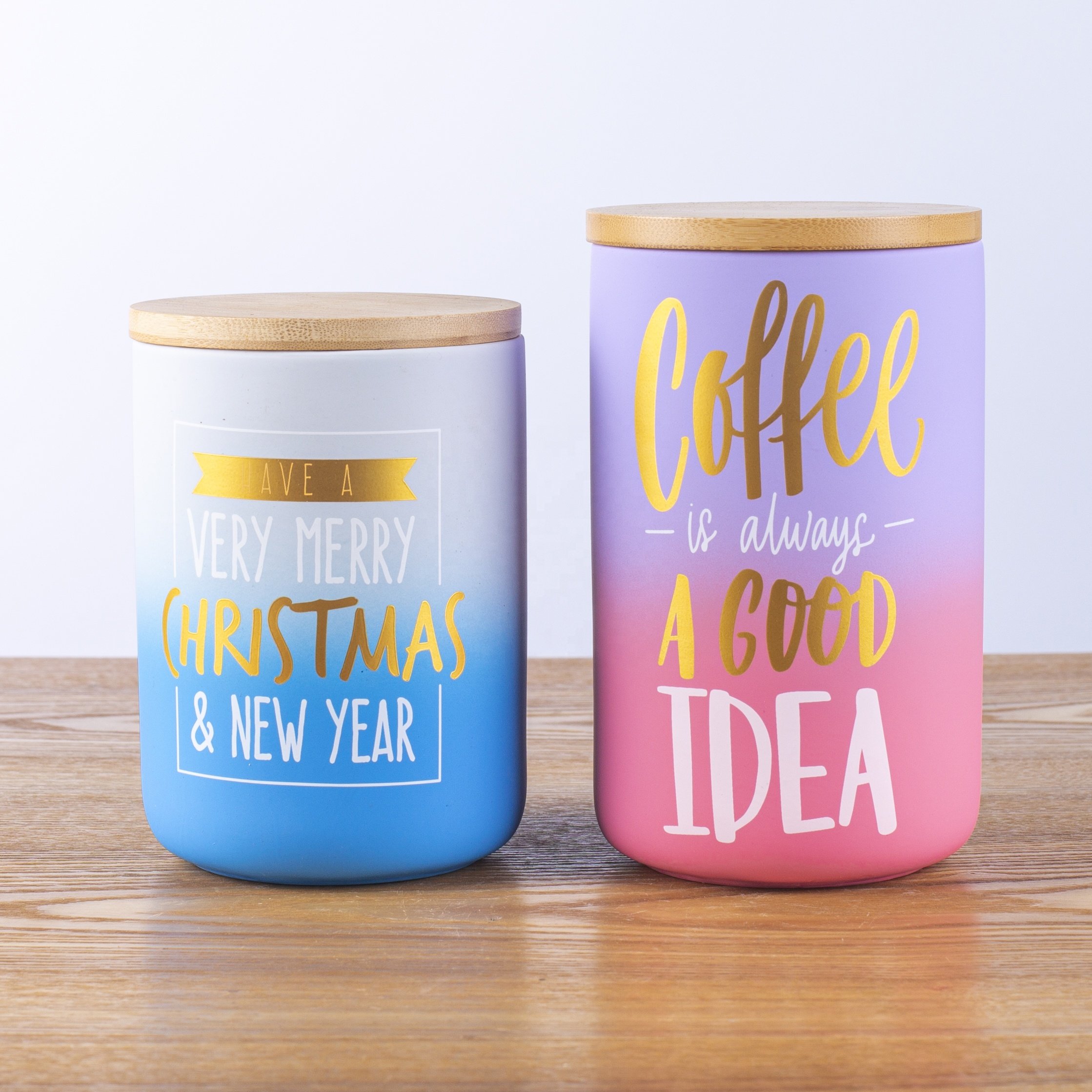 home and kitchen Coffee Canister with Wood Lid & Airtight Seal Ceramic Food Storage Jar Containers for Coffee Tea Sugar Salt