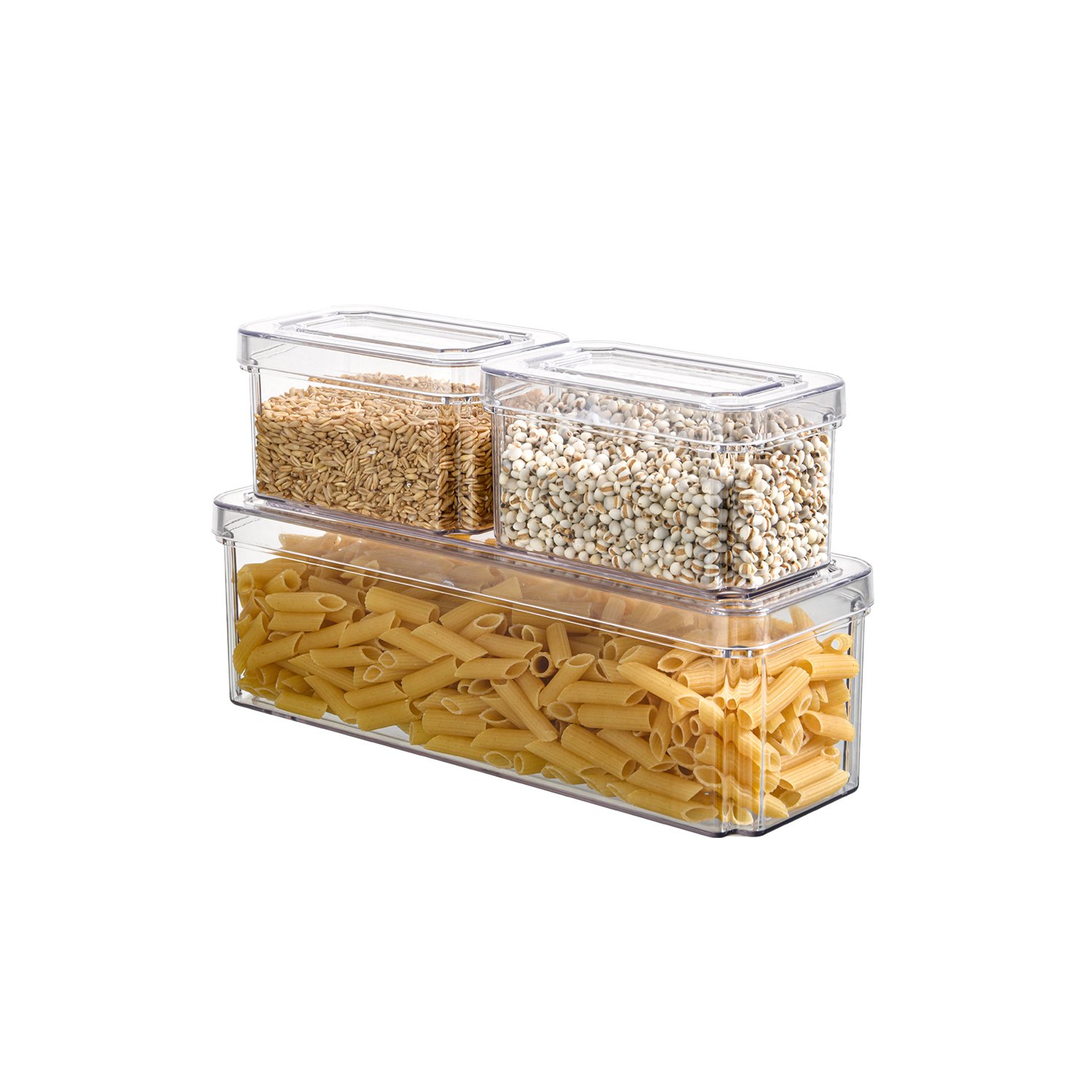 10PCS Clear Acrylic Airtight Kitchen Vegetable Fruit Plastic Square Fridge Organizer Food Storage Containers Sets with Lids