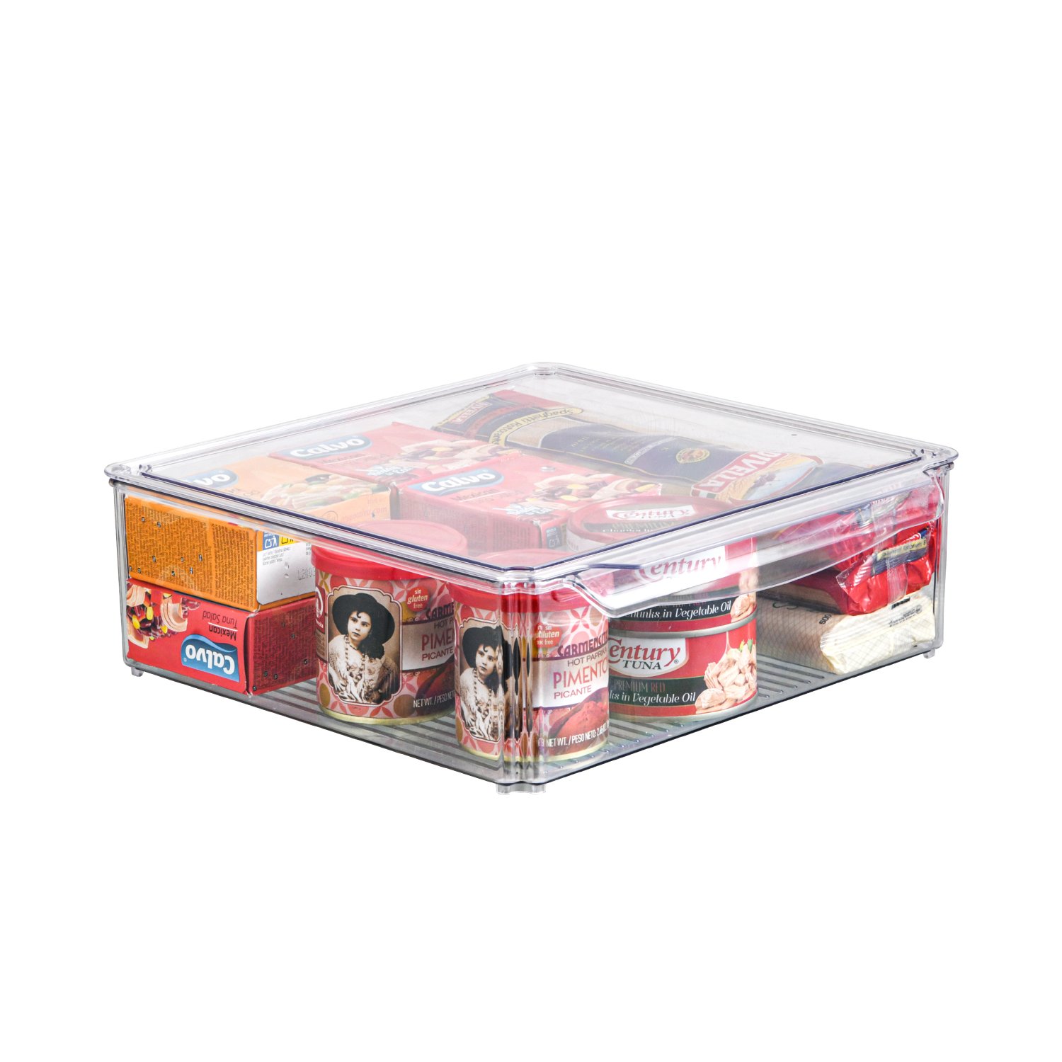 10PCS Clear Acrylic Airtight Kitchen Vegetable Fruit Plastic Square Fridge Organizer Food Storage Containers Sets with Lids