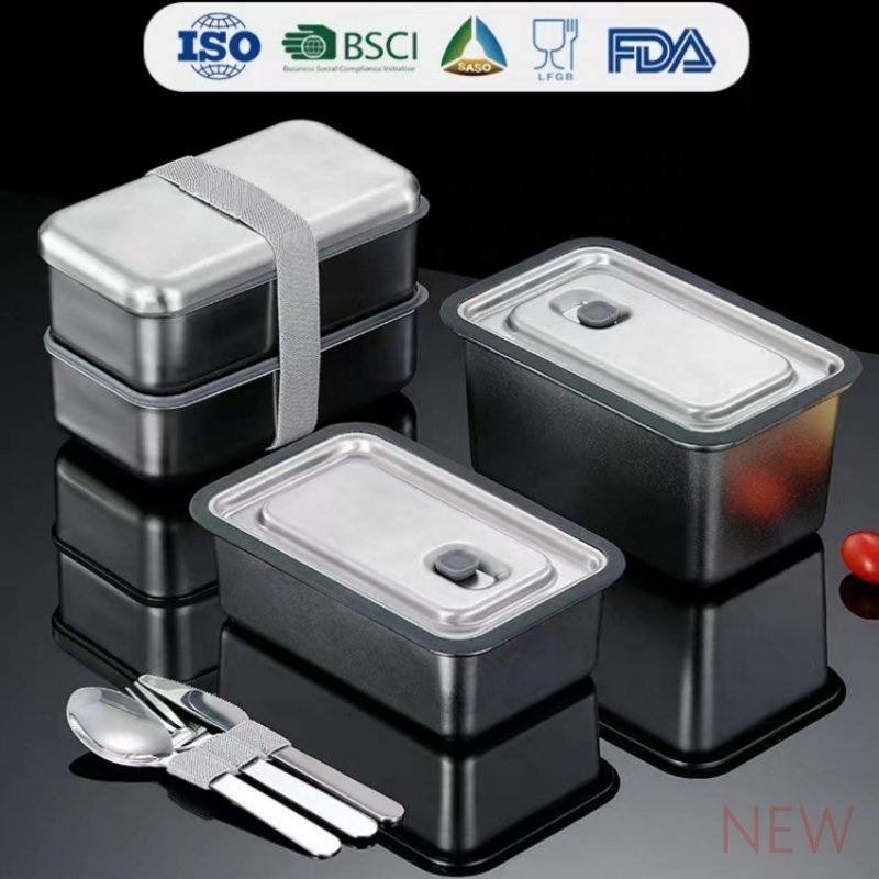 PURPLESEVEN Stainless Steel Food Storage Container with Airtight Lid Leakproof Metal Bento Lunch Box for Freezer Fridge Oven