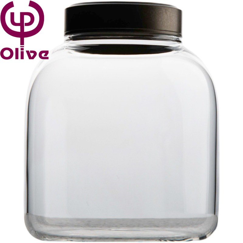 Portable Transparent Glass Tea Storage Jar with Metal Lid Small Sealed Food Container for Kitchen Use Safe and Convenient