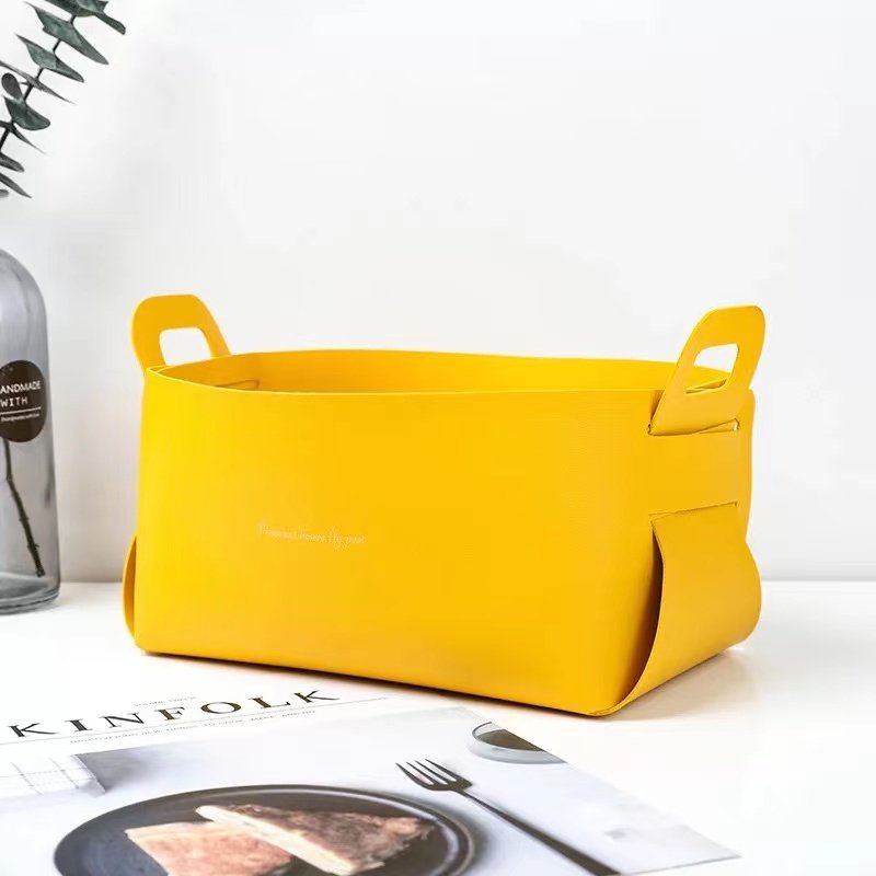 2021 New Leather storage box desktop cosmetics collection sundries sorting box storage basket snack home waterproof storage box