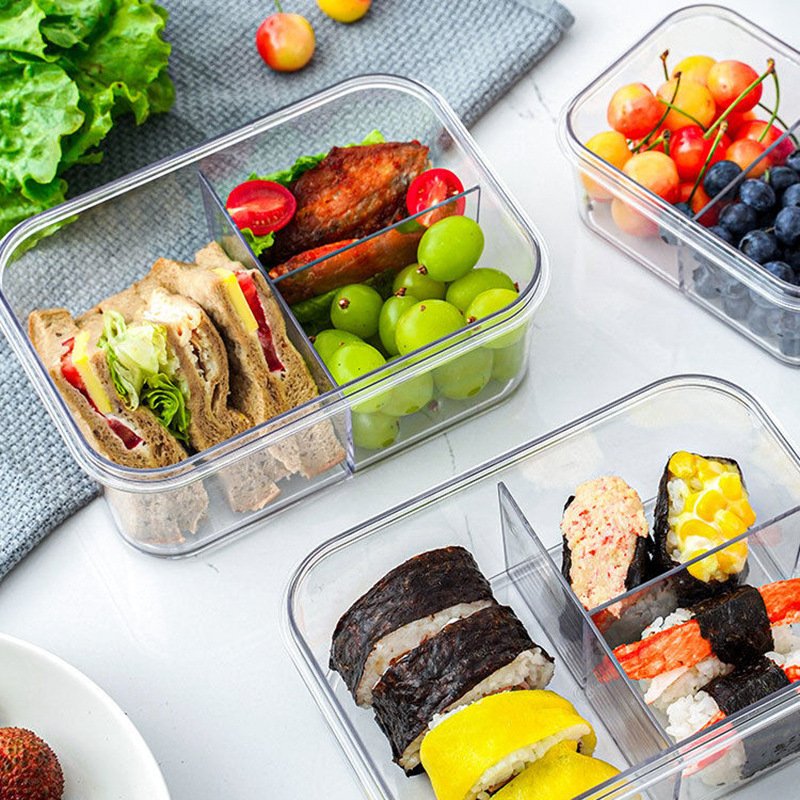 Sealed Lunch box Refrigerator Fruit Vegetable Fresh Case Organizer Container Transparent Food Storage Container Box With Lid