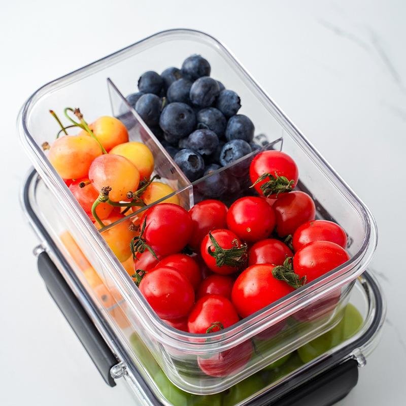 Sealed Lunch box Refrigerator Fruit Vegetable Fresh Case Organizer Container Transparent Food Storage Container Box With Lid