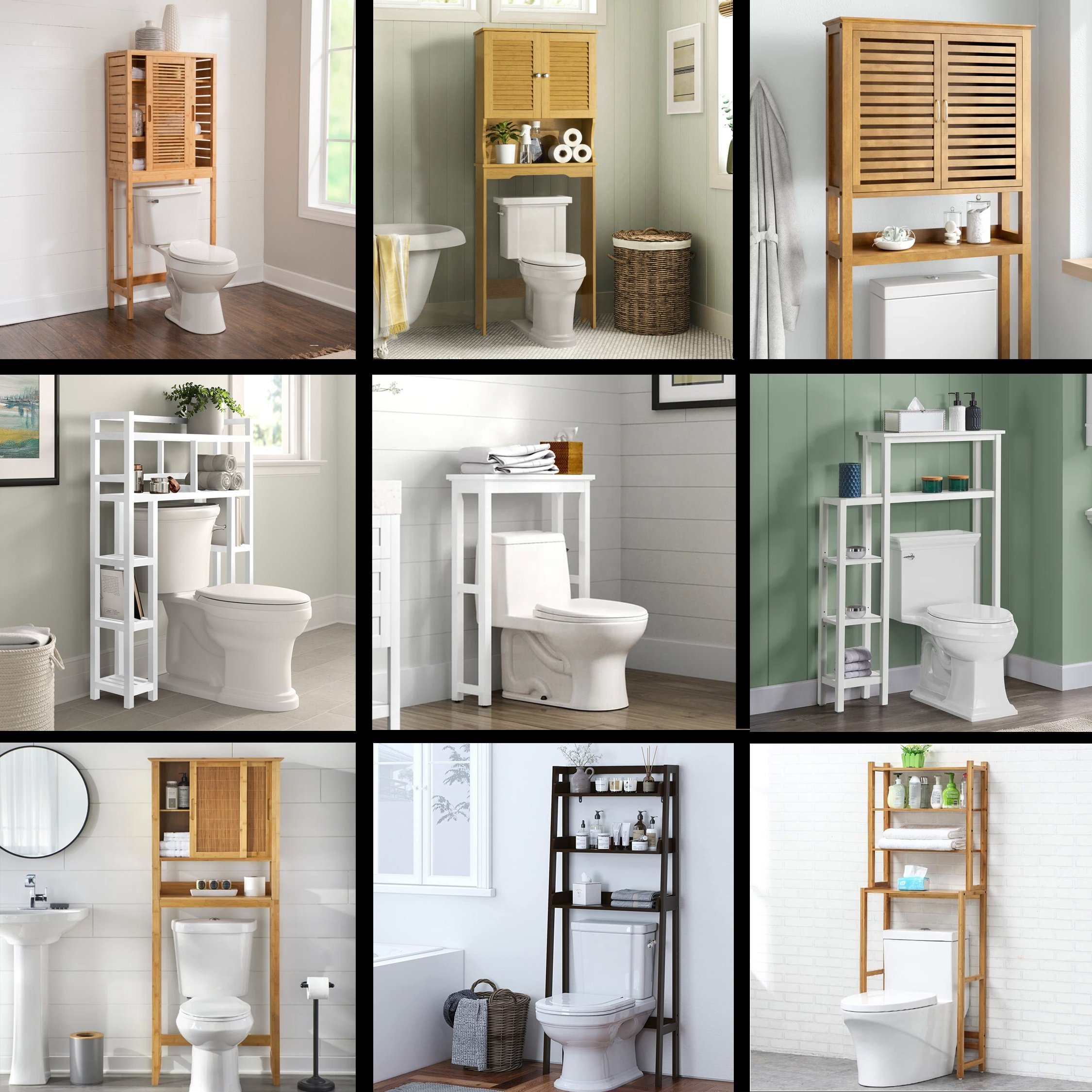 Customizable 3-Tier Bamboo Bathroom Cabinet Organizer Wooden Toilet Rack Over The Toilet Storage Rack Shelf