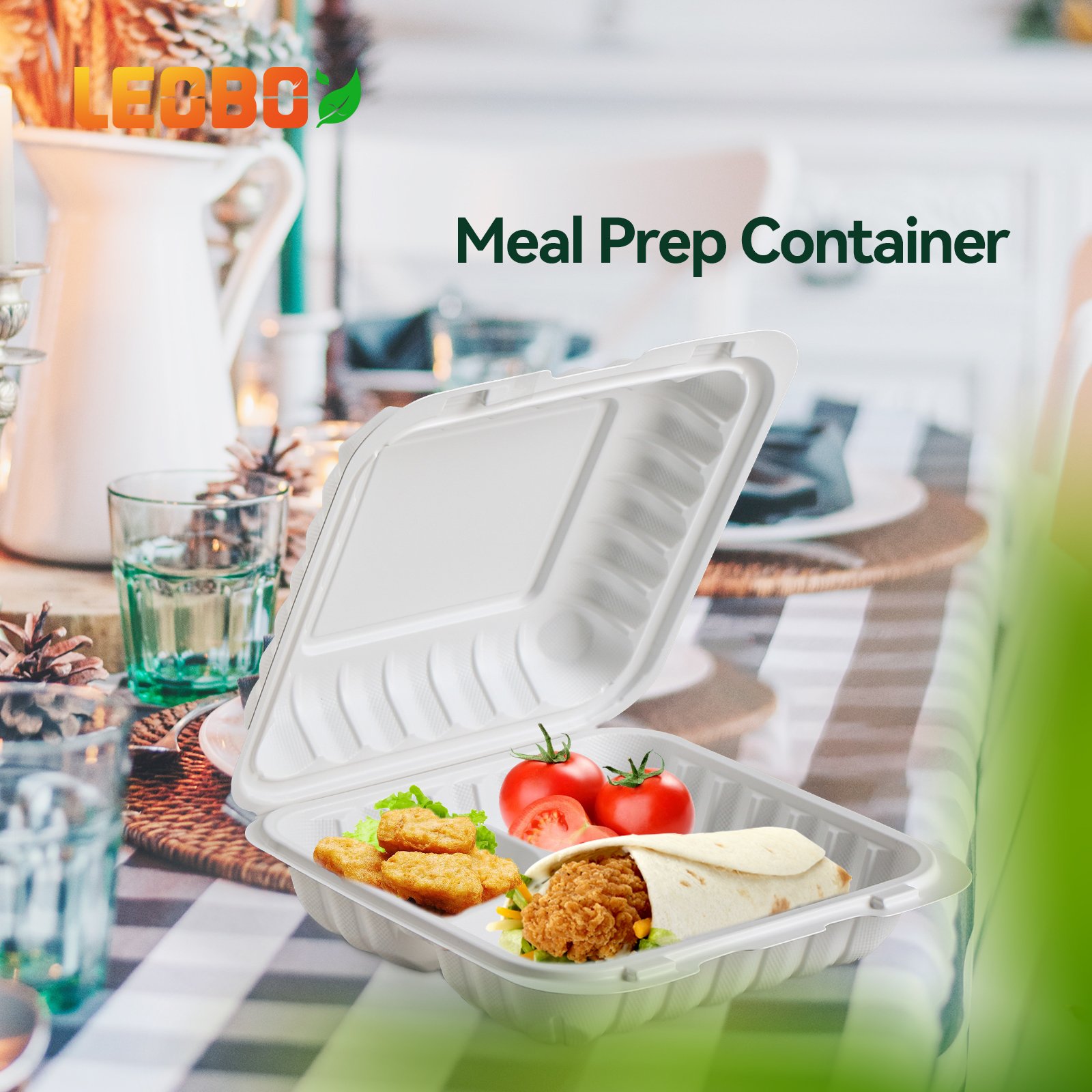 YANGRUI 903 40oz Disposable Plastic Portable Food To Go Containers Delivery Hinged Meal Prep Takeout Biodegradable Lunch box