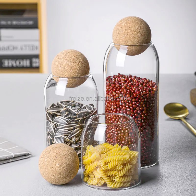 New Different Capacity Storage Bottles And Cans Food Storage Containers Sealed Bamboo Lid Borosilicate Clear Glass Jars