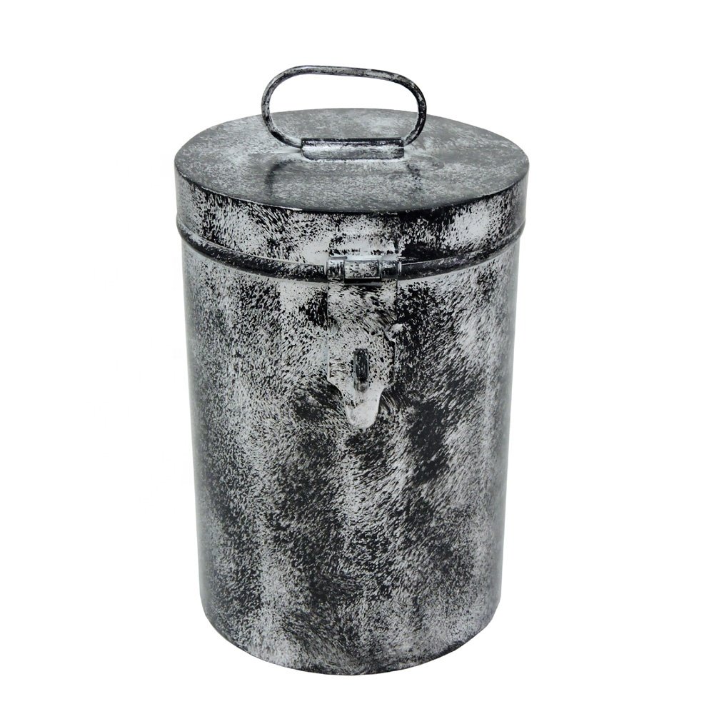 Tea Sugar Coffee Canister kitchen food storage box and container in round shape copper metal storage box set of 2 pieces