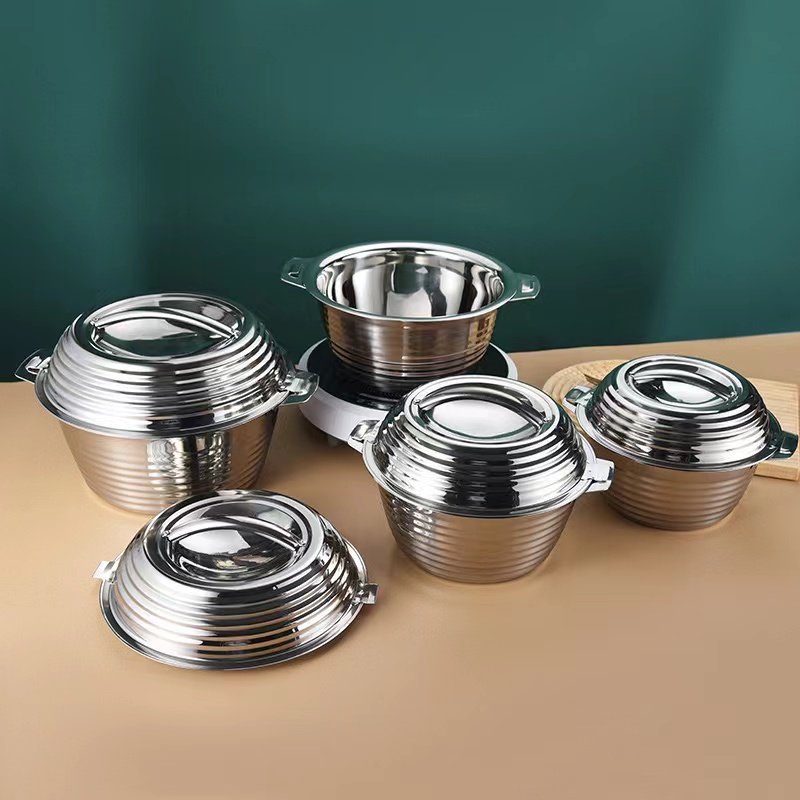 Stocked Food Storage Container Set Screw Thread 2L+3L+4L 3 Pcs Set Stainless Steel Hot Pot Warmer Set
