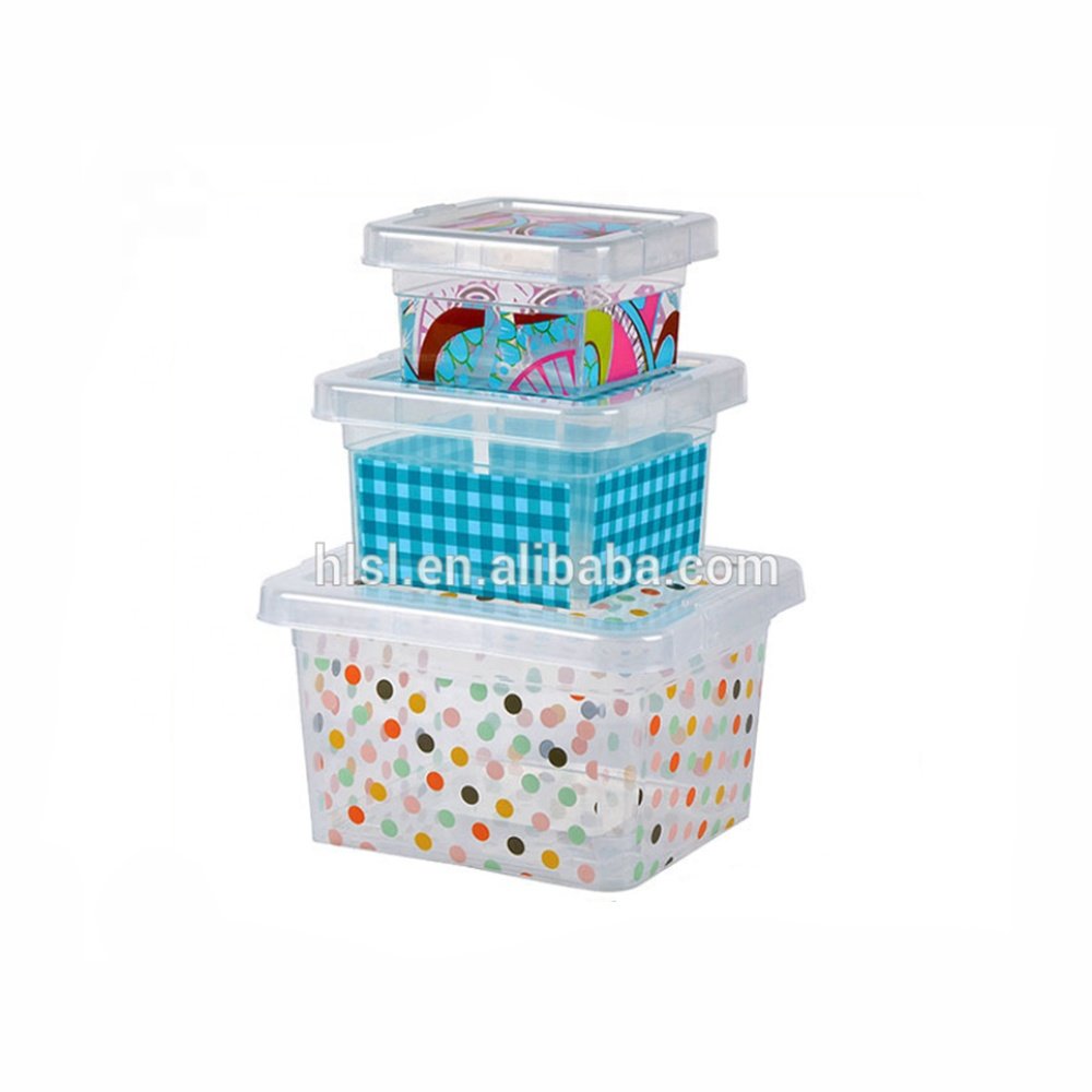 IML Transparent Plastic Storage Box For Toys Cloth Shoes Office House Outdoor Containers