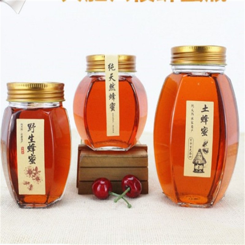 Bulk 380ml 730ml Airtight Honey Glass Jar with Lid Spice Jam Jar Packaging Lead Free Glass Containers for Food Storage