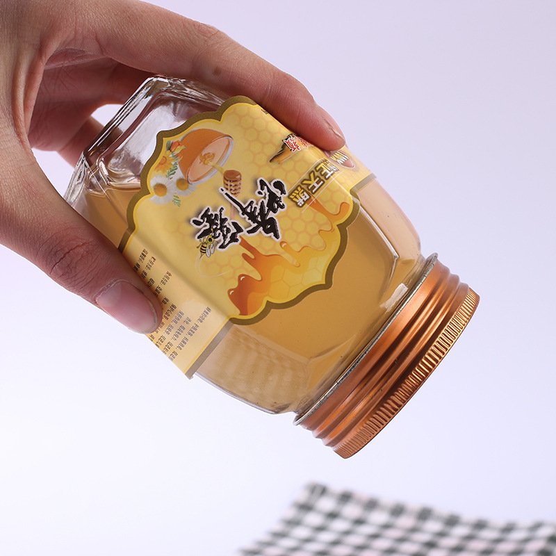 Bulk 380ml 730ml Airtight Honey Glass Jar with Lid Spice Jam Jar Packaging Lead Free Glass Containers for Food Storage