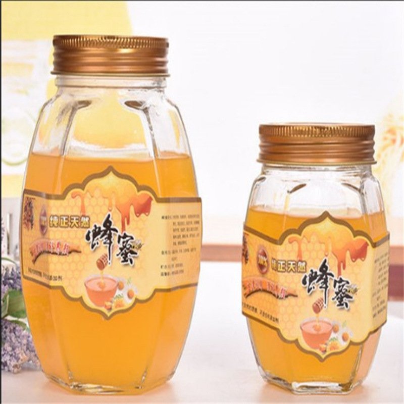 Bulk 380ml 730ml Airtight Honey Glass Jar with Lid Spice Jam Jar Packaging Lead Free Glass Containers for Food Storage