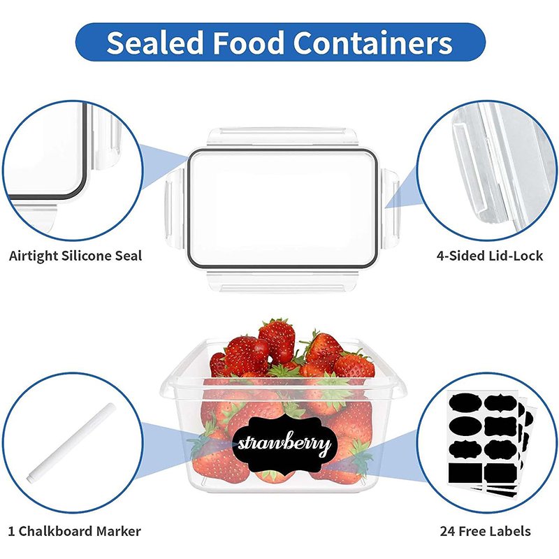 24PCS Set BPA-Free Plastic Food Storage Box Kitchen and Pantry Organisation Airtight Food Containers