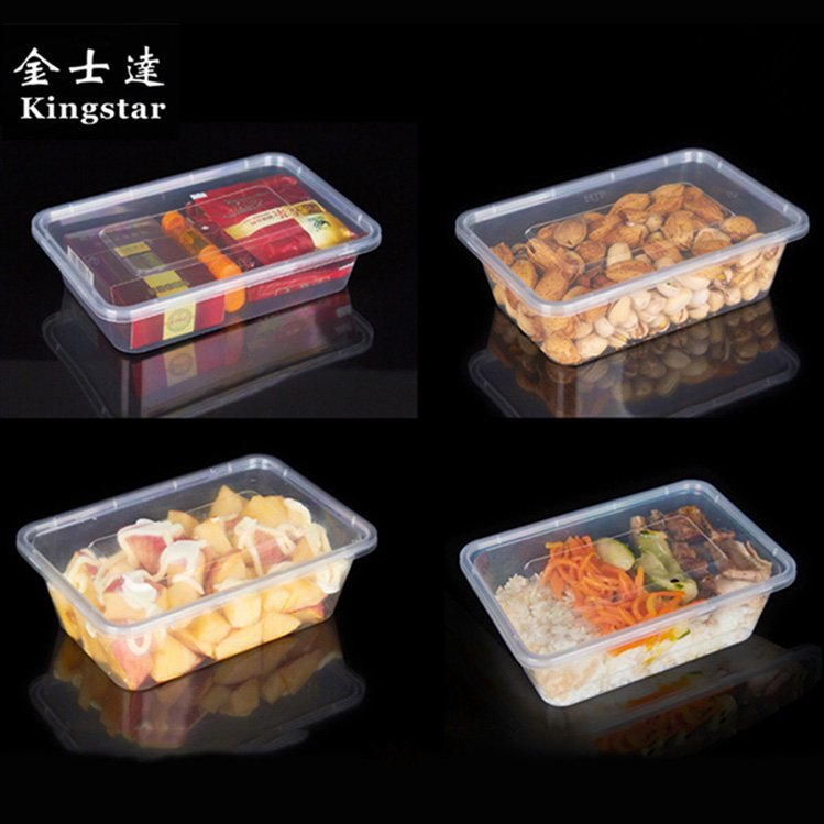 1000ml Transparent plastic lunch box stackable food storage container