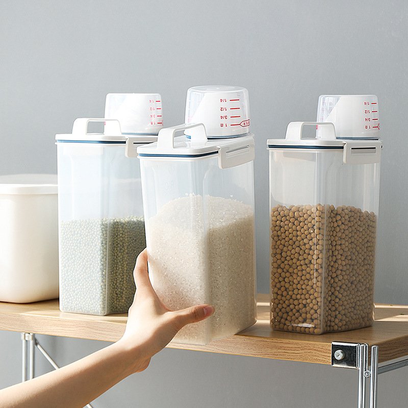 Airtight Dry Food Storage Containers BPA Free Plastic Storage Bin Dispenser with Pourable Spout Measuring cup for Cereal