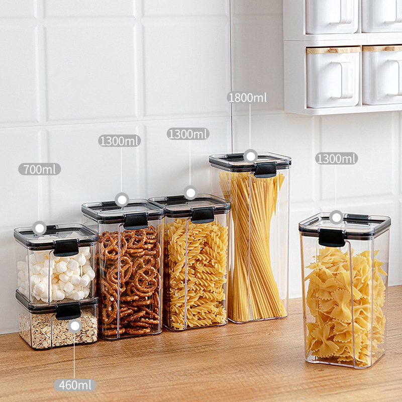 BPA free Different Capacity Plastic Sealed Cans Kitchen Fridge Storage Box Transparent Food Storage Containers