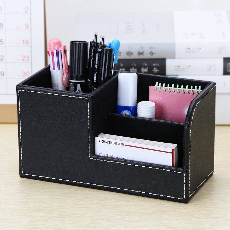 Office leather Customizable LOGO storage Pen holder Document manager File storage box for Office storage