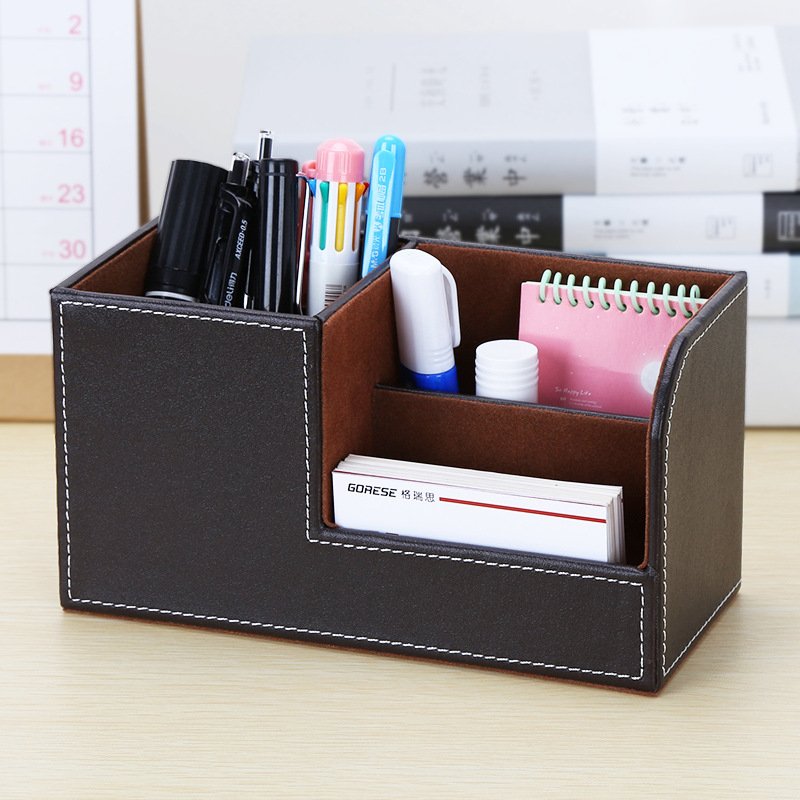 Office leather Customizable LOGO storage Pen holder Document manager File storage box for Office storage