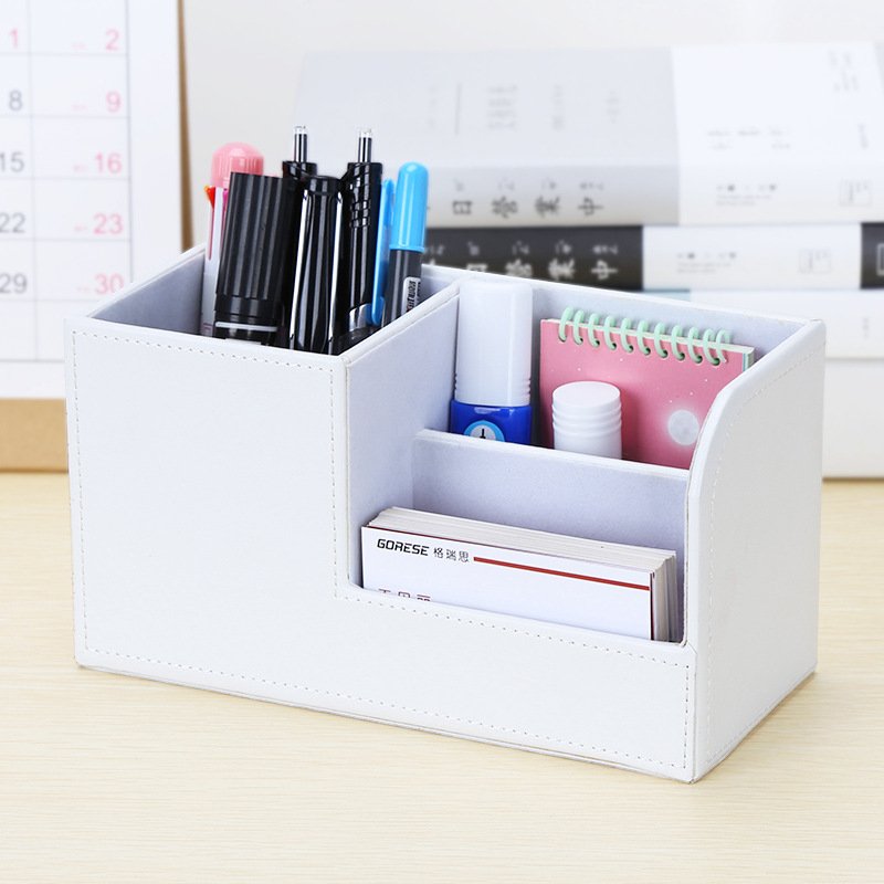 Office leather Customizable LOGO storage Pen holder Document manager File storage box for Office storage