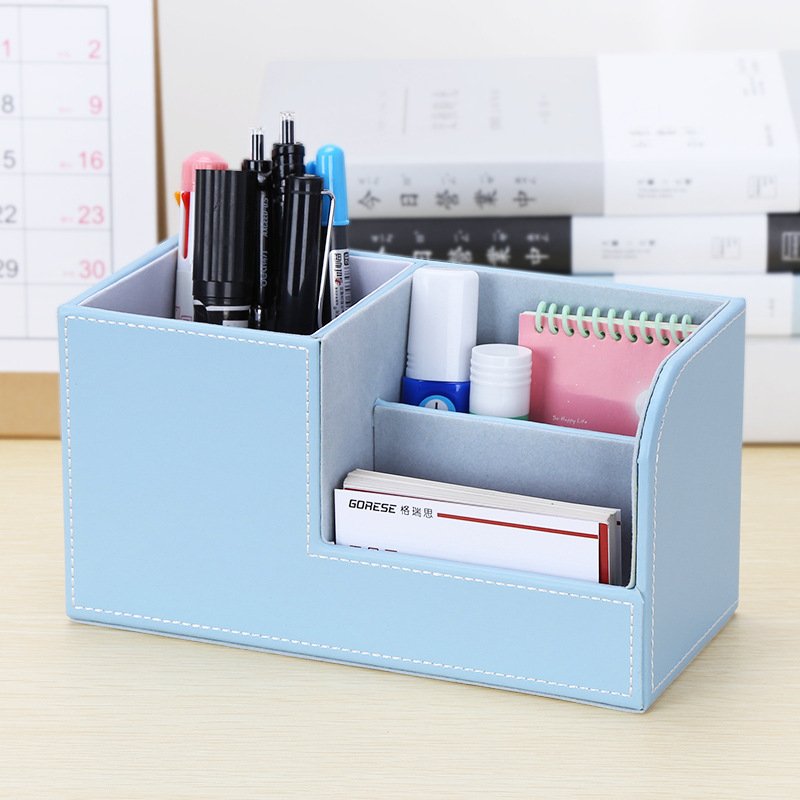 Office leather Customizable LOGO storage Pen holder Document manager File storage box for Office storage
