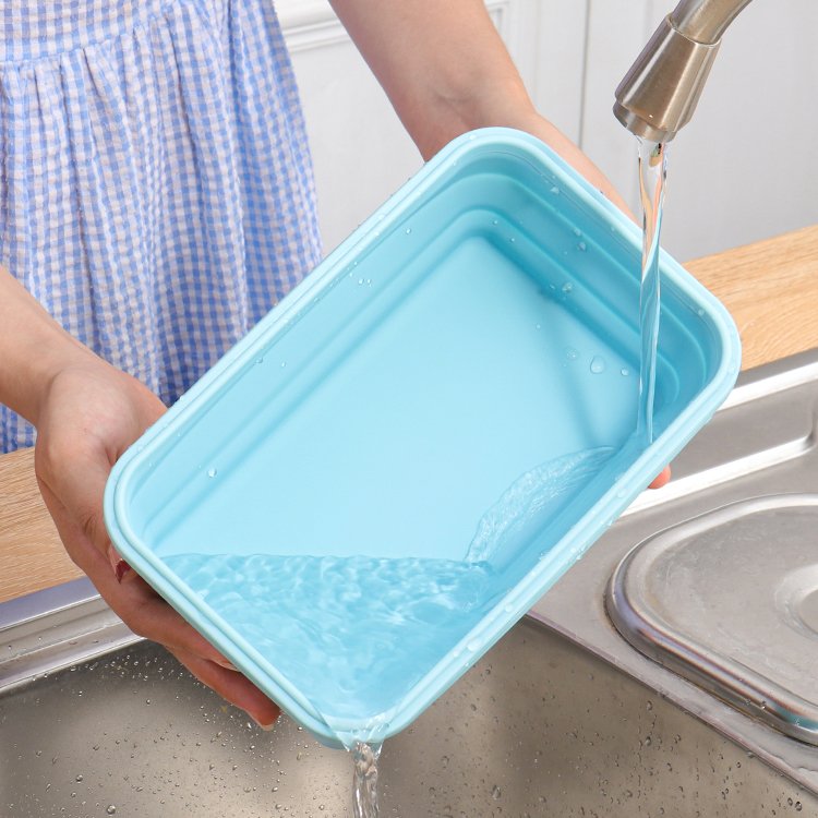 2023 4PCS BPA Free Foldable Portable Silicone Bento Lunch Boxes Seal Food Storage Container Microwave Oven set for kid work