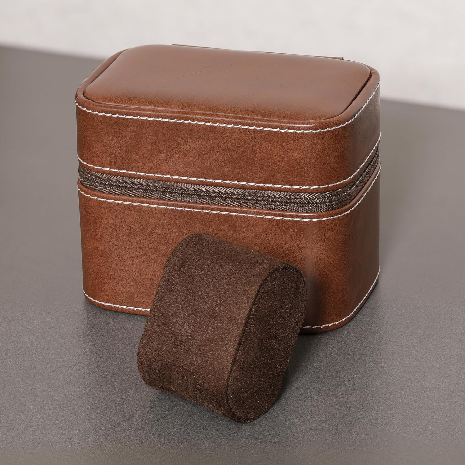 PU Leather 2 Slots Roll Cylinder Wrist Watch Storage Box Men Luxury Watch Travel Pouch Double Layer Wristwatches Smart Watch Bo
