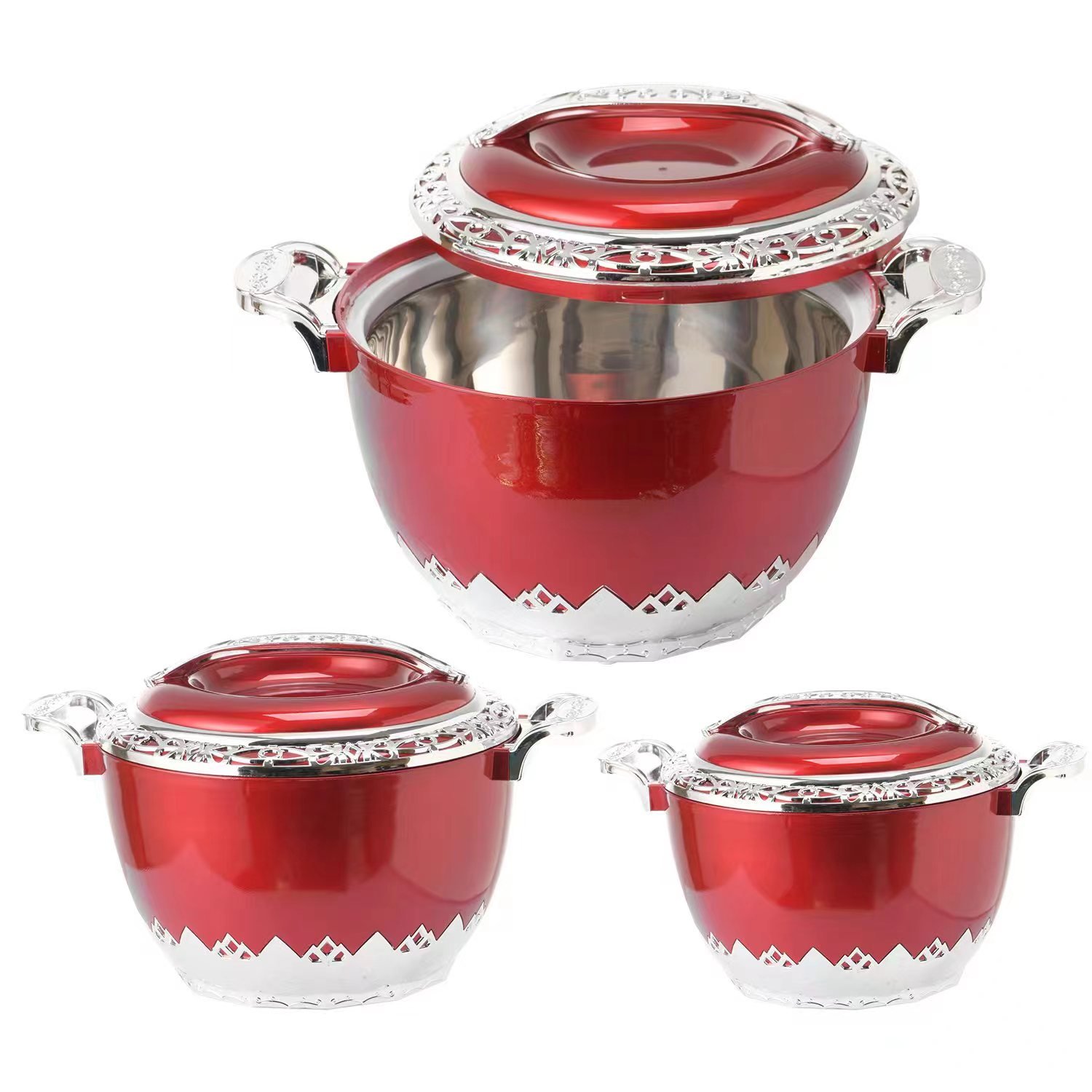 Stocked Large Thermal Dishes Sets For Hot Food 3L+5L+7L ABS+Stainless Steel 3pcs Set Food Storage Container Set