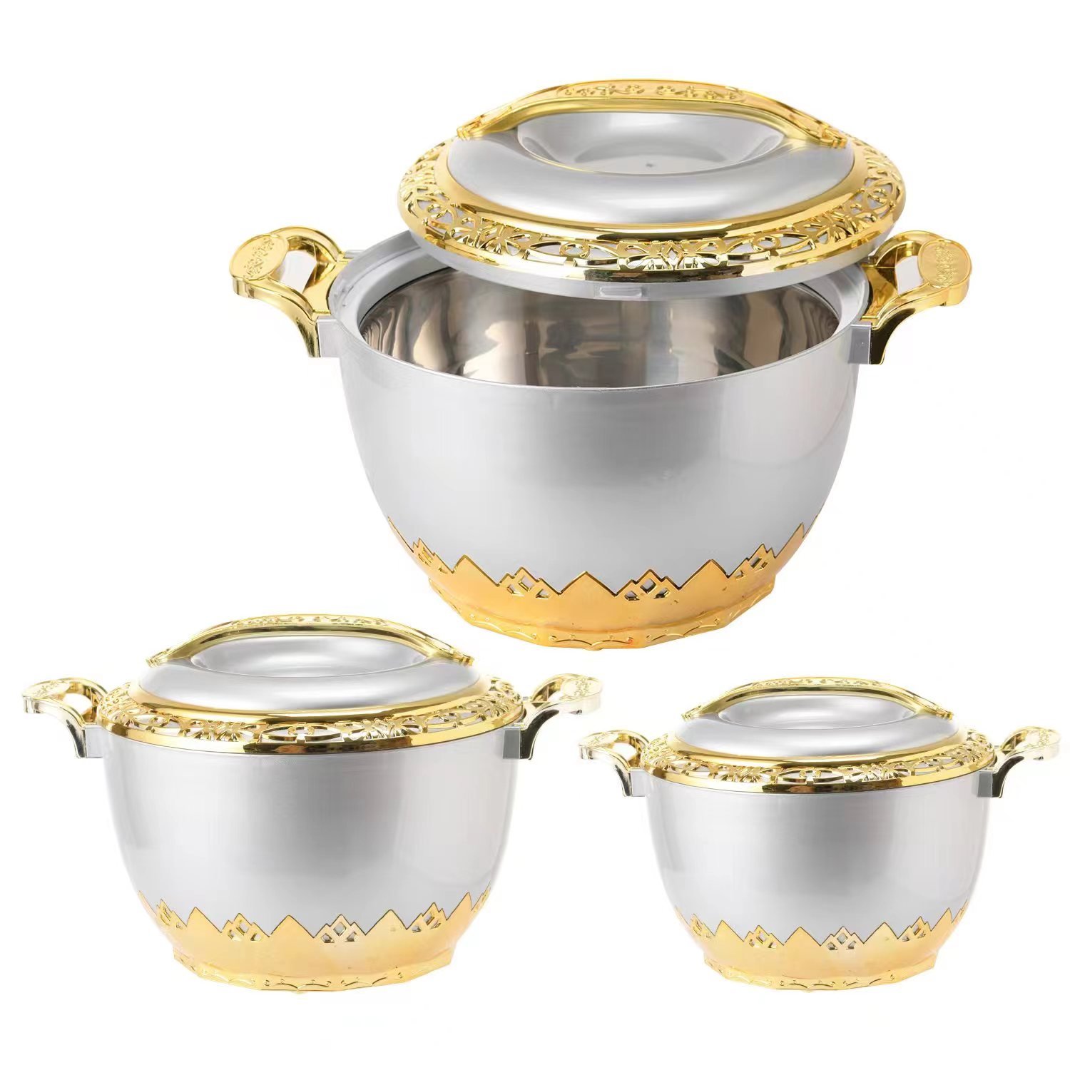 Stocked Large Thermal Dishes Sets For Hot Food 3L+5L+7L ABS+Stainless Steel 3pcs Set Food Storage Container Set