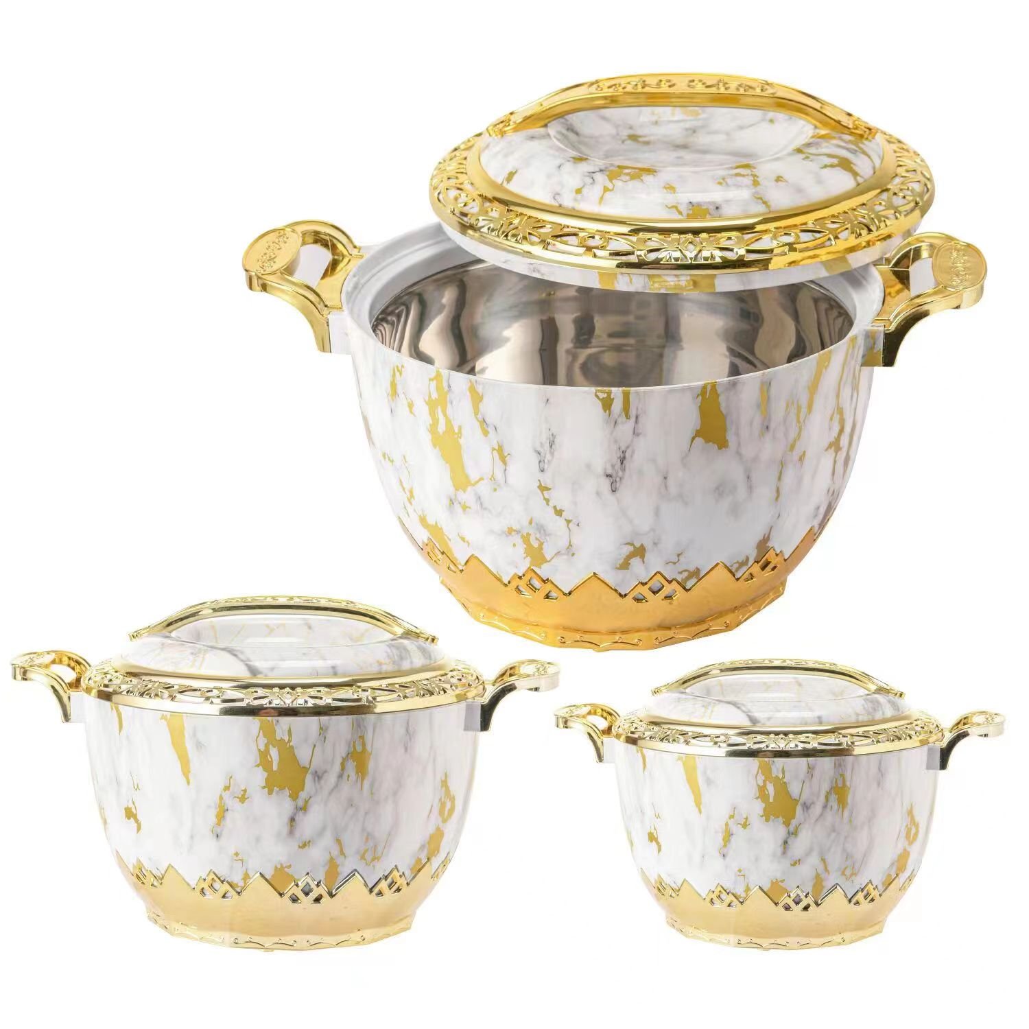 Stocked Large Thermal Dishes Sets For Hot Food 3L+5L+7L ABS+Stainless Steel 3pcs Set Food Storage Container Set