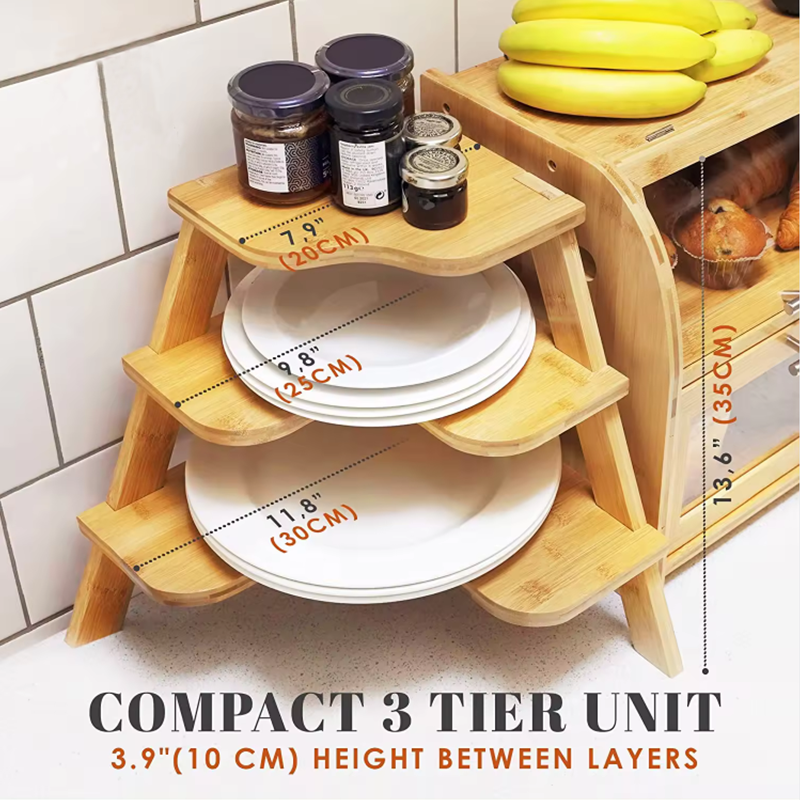 Kitchen Counter Top Organizer Bamboo Storage Boxes & Bins Customized Package Spice Dish Rack Kitchen storage Holder